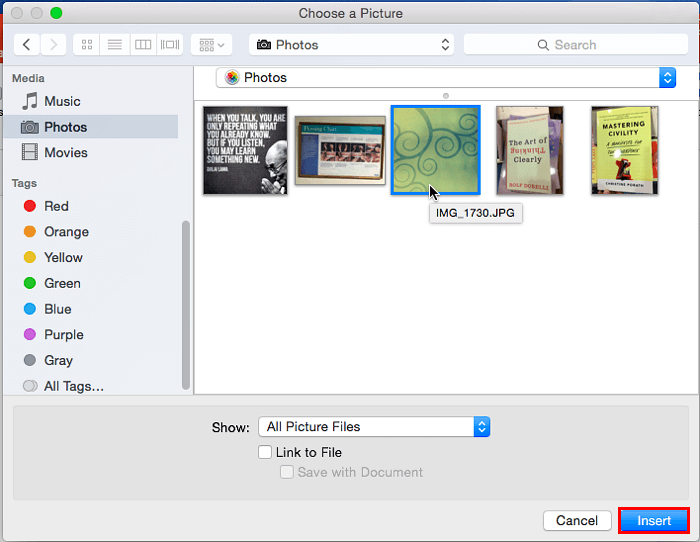 microsoft power pint for mac version 16.10 add jpg images